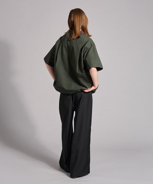 2tuck wide Slacks / ツータックワイドスラックス セール】Center press two tuck wide straight slacks