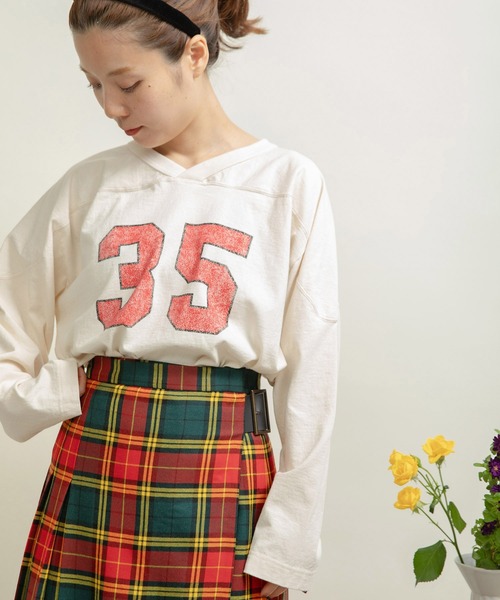 tシャツ オーガニックリサイクル フットボールロンＴ レディース
