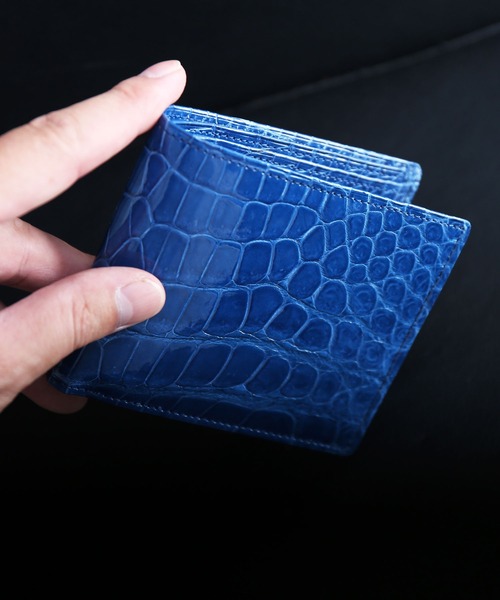 二つ折り財布 財布 クロコダイルレザー 二つ折り財布 日本製 シャイニング レディース メンズの画像