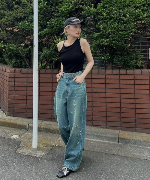 Ameri（アメリ） タンクトップ ノースリーブ MEDI DIMENSIONAL KNIT