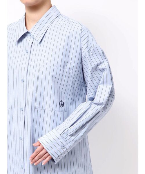 ブラウス シャツ ワンポイント エンブロイダリーボーイフレンドシャツ レディース_12