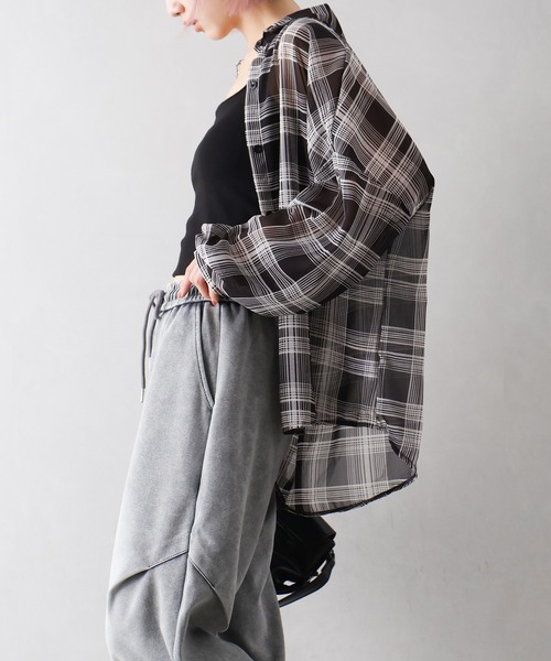 SpRay（スプレイ） ブラウス シャツ シアーチェックシャツ レディース