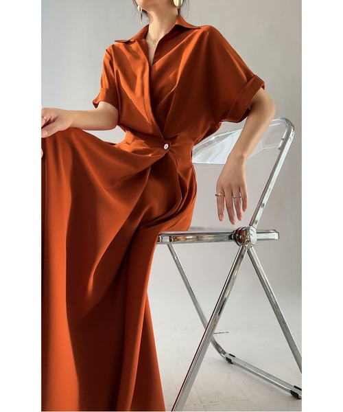 「MAISON DE THERESE」 半袖ワンピース M カーキ レディース_画像5