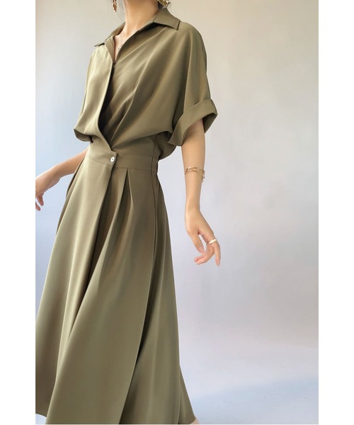 「MAISON DE THERESE」 半袖ワンピース M カーキ レディース_画像9