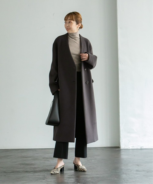 NOBLE（ノーブル） ノーカラーコート 38 グレー レディース : ZOZOTOWN