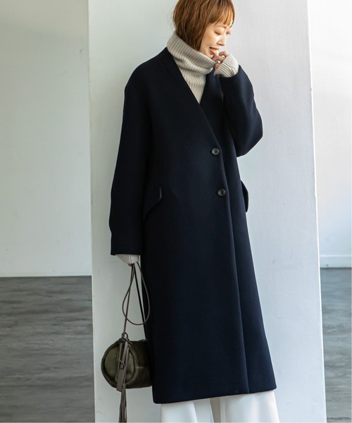 「NOBLE」 ノーカラーコート 38 グレー レディース_画像2