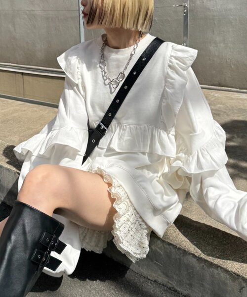 w closet（ダブルクローゼット） tシャツ フリルBIGスウェット