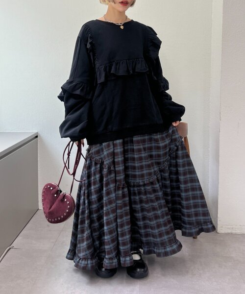 w closet（ダブルクローゼット） tシャツ フリルBIGスウェット