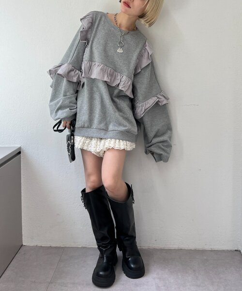w closet（ダブルクローゼット） tシャツ フリルBIGスウェット
