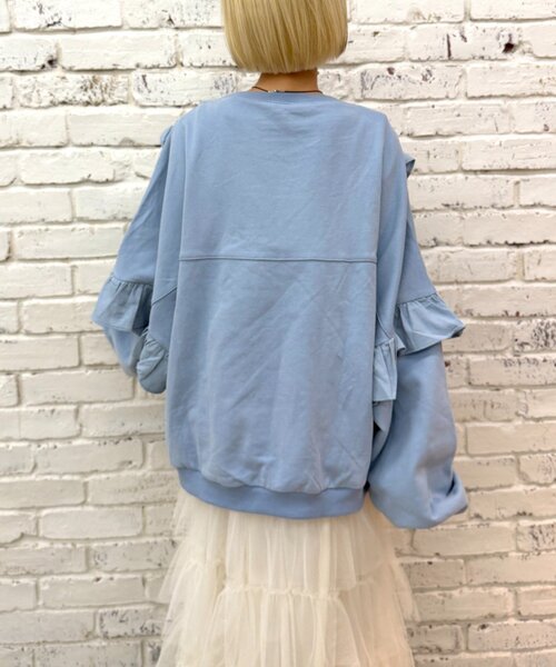 LUOLUOJUANJIE 秋冬 フレンチ フリル ビッグスウェット w closet（ダブルクローゼット） tシャツ フリルBIGスウェット