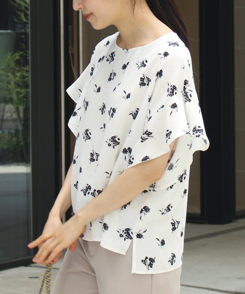 「INCEDE」 半袖シャツ 3L オフホワイト レディース_画像4