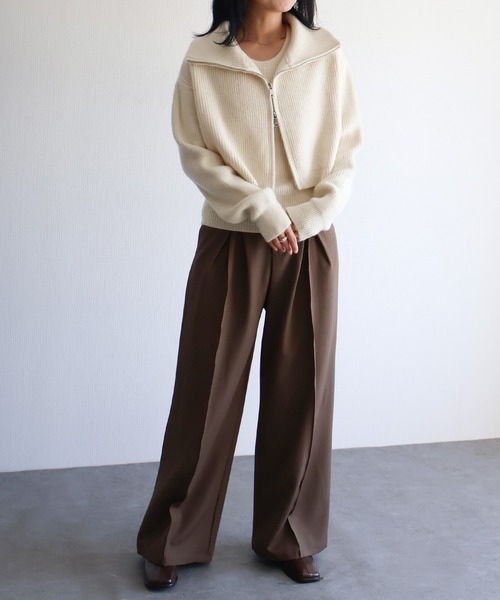 sin.ca アンサンブル ダブルジップハイネックニットカーディガン