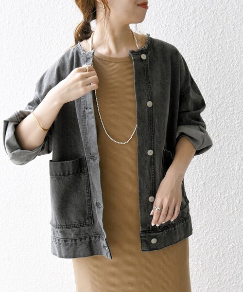 「SHIPS any」 デニムジャケット ONE SIZE ブラック レディース_画像5