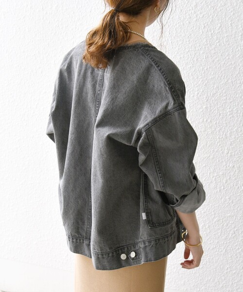 「SHIPS any」 デニムジャケット ONE SIZE ブラック レディース_画像7