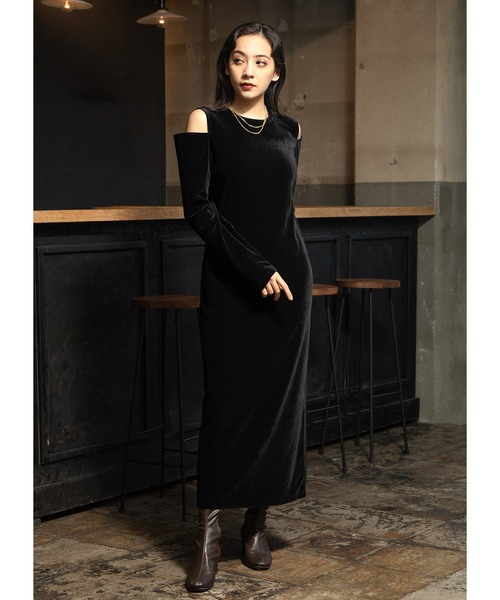 「Adoon plain」 長袖ワンピース MEDIUM ブラック レディース_画像5