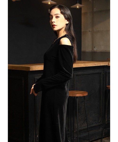 「Adoon plain」 長袖ワンピース MEDIUM ブラック レディース_画像7