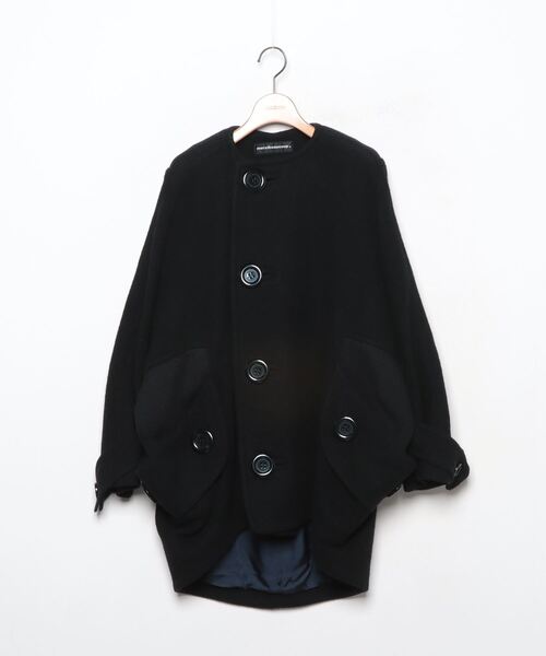 mercibeaucoup,（メルシーボークー） ノーカラーコート - ブラック