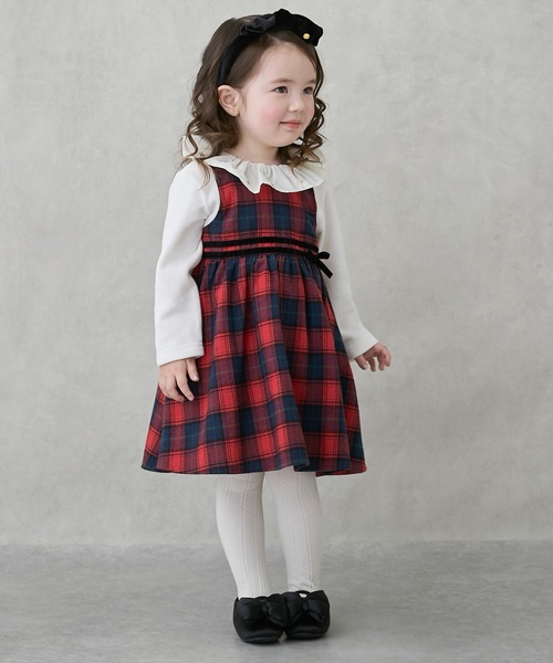 petit main ワンピース チェックドッキングワンピース キッズ 子供服 