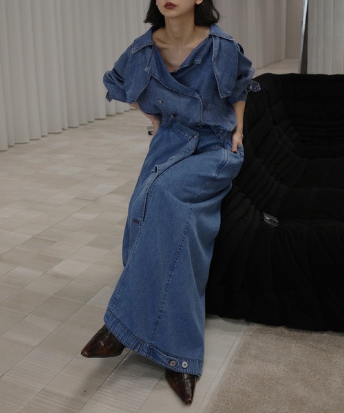 Ameri（アメリ） デニムスカート TENCEL DENIM WRAP LIKE SKIRT