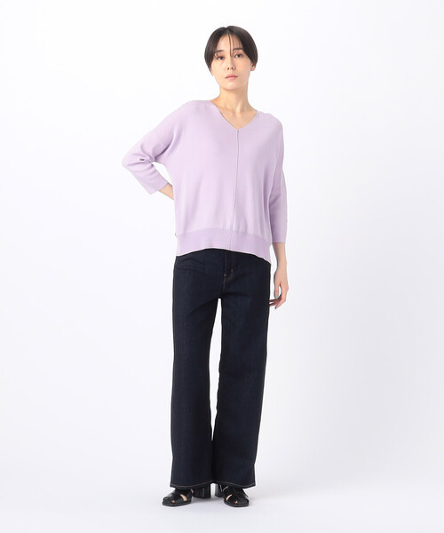 ワイドパンツ ジーンズ デニム デニムパンツ 中空ストレッチデニム ワイドデニムパンツ レディースの画像