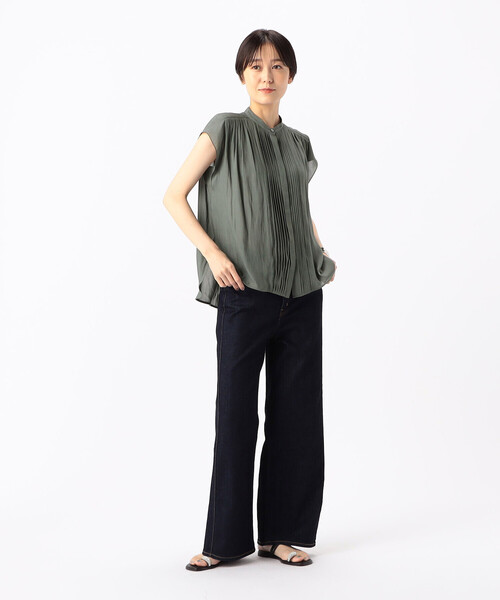 ワイドパンツ ジーンズ デニム デニムパンツ 中空ストレッチデニム ワイドデニムパンツ レディースの画像