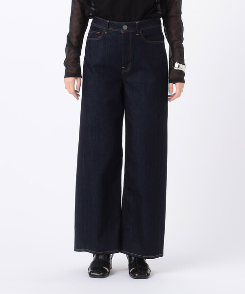 ワイドパンツ ジーンズ デニム デニムパンツ 中空ストレッチデニム ワイドデニムパンツ レディースの画像