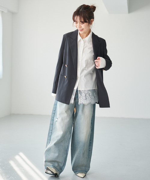 Spick & Span」 長袖シャツ FREE ネイビー レディース Spick & Span 