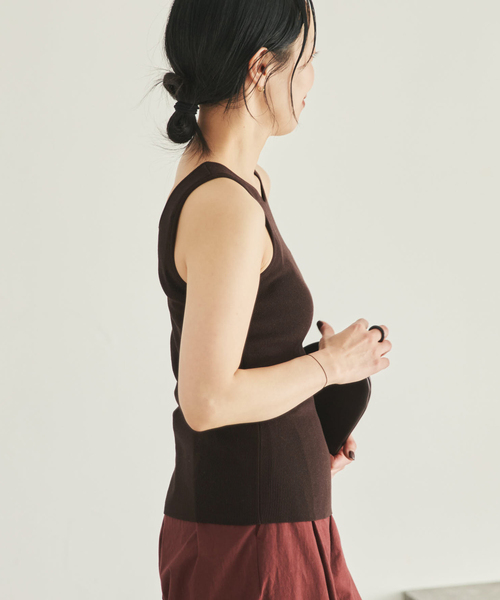 plage（プラージュ） タンクトップ ノースリーブ layered rib ニット