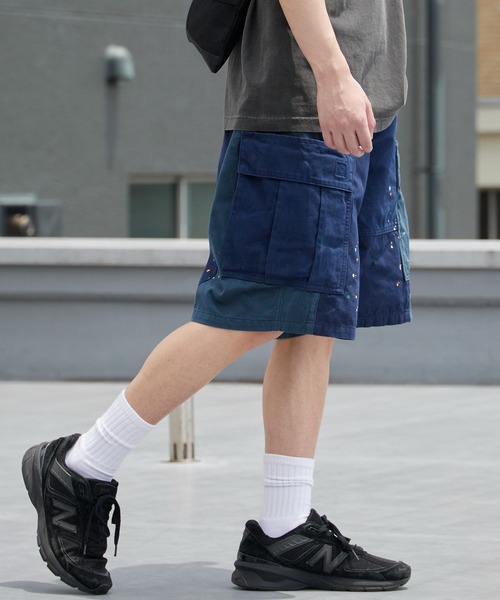 レザー パッチワーク カーゴショーツ ハーフパンツ Liberaiders（リベレイダース） ハーフパンツ カーゴパンツ 短パン