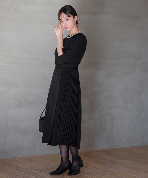 「Andemiu」 7分袖ワンピース MEDIUM ネイビー レディース_画像3