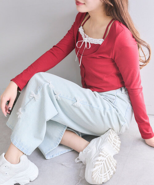 「OLIVE des OLIVE」 デニムパンツ MEDIUM ブルー レディース_画像7
