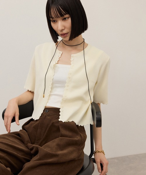 ADAM ET ROPE' ハーフスリーブカーディガン ADAM ET ROPE'（アダムエロペ） カーディガン 半袖 「WEB限定」ハーフ