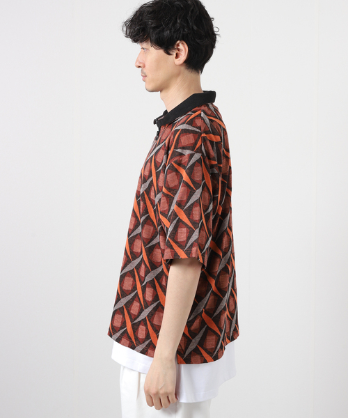JOURNAL STANDARD ポロシャツ ジャガード ハーフZIP ニット