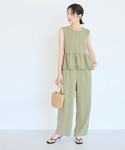 パンツ ＼再入荷/ シボサテンライクイージーパ...の詳細画像4