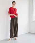 パンツ ＼再入荷/ シボサテンライクイージーパ...の詳細画像5