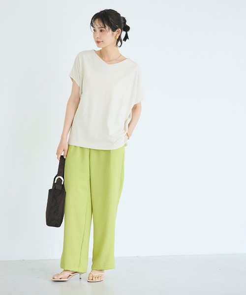 coca（コカ） パンツ ＼再入荷／ シボサテンライクイージーパンツ 防