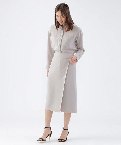 TRANS WORK ブラウス シャツ 「L」「ウォッシャブル」ストレッチ