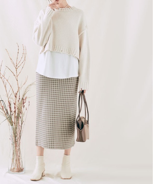 スカート チェック柄＆アーガイル ニット ナロー : ZOZOTOWN Yahoo!店