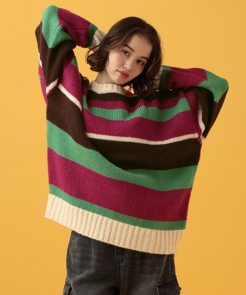 PBLIM ニット セーター PBLIM/カラフルボーダーニット レディース