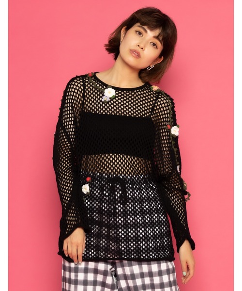 tシャツ little sunny bite と pink house Floral mesh top レディース Little sunny bite tシャツ little と pink house Floral mesh