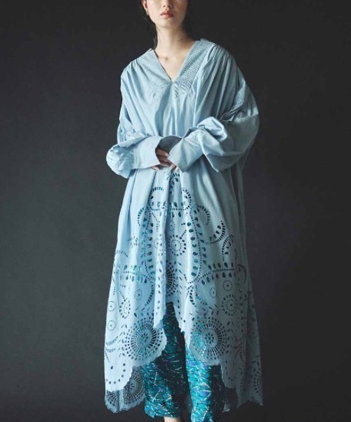 パーティードレス ワンピース ＭＥＤＥ１９Ｆ　ＭＡＤＥ　ＩＮ　ＩＮＤＩＡ　ＣＯＬＬＥＣＴＩＯＮ　エンブロイダリーコットンワンピースの画像