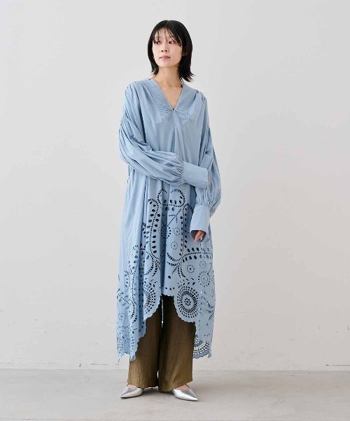 パーティードレス ワンピース ＭＥＤＥ１９Ｆ　ＭＡＤＥ　ＩＮ　ＩＮＤＩＡ　ＣＯＬＬＥＣＴＩＯＮ　エンブロイダリーコットンワンピースの画像