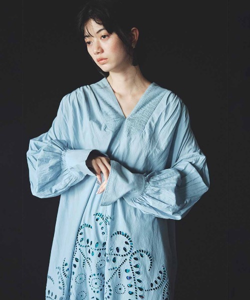 パーティードレス ワンピース ＭＥＤＥ１９Ｆ　ＭＡＤＥ　ＩＮ　ＩＮＤＩＡ　ＣＯＬＬＥＣＴＩＯＮ　エンブロイダリーコットンワンピースの画像