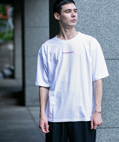 NANO universe tシャツ レシートプリント白半袖Tシャツ メンズ 