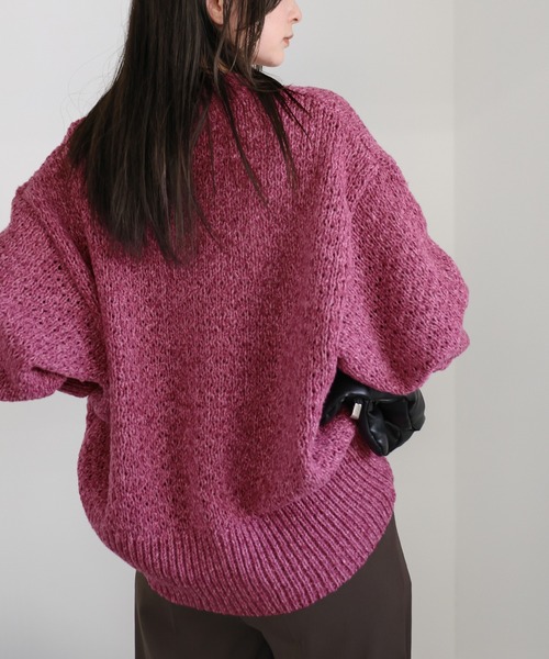 ニット セーター 「洗える」メランジヤーンクルーネックオーバーニット レディース select MOCA（セレクトモカ）の「【洗える】メランジヤーン