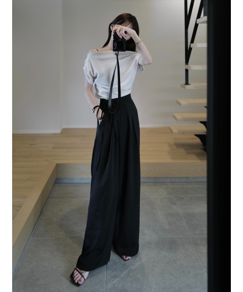 tシャツ アシンメトリードレープトップス/ベージュ レディース amel tシャツ アシンメトリードレープトップス/ベージュ