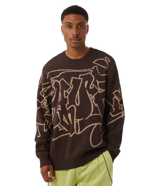 HUF ニットセーター Mサイズ HUF セーター ニット OUTLINES CREWNECK SWEATER / ハフ