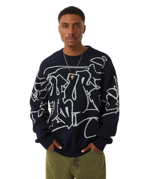 HUF ニット HUF セーター ニット OUTLINES CREWNECK SWEATER / ハフ