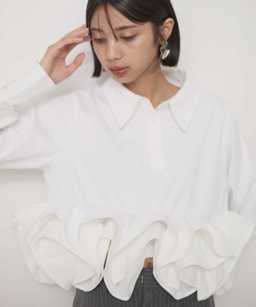美品✨　フォルテフォルテ　ブラウス　スキッパー　フリル　シルク混　イタリア製　F 美品✨ フォルテフォルテ ブラウス スキッパー フリル シルク混