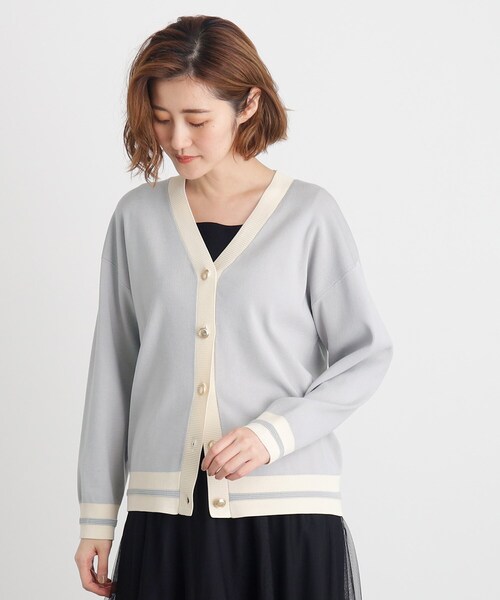 LAUTREAMONT 長袖 カーディガン Vネック ベージュ 38 Lautreamont カーディガン 長袖 Vネック コットン混 ボタン 38
